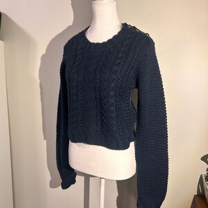 Derek Heart Dark Blue Cable Knit Sweater